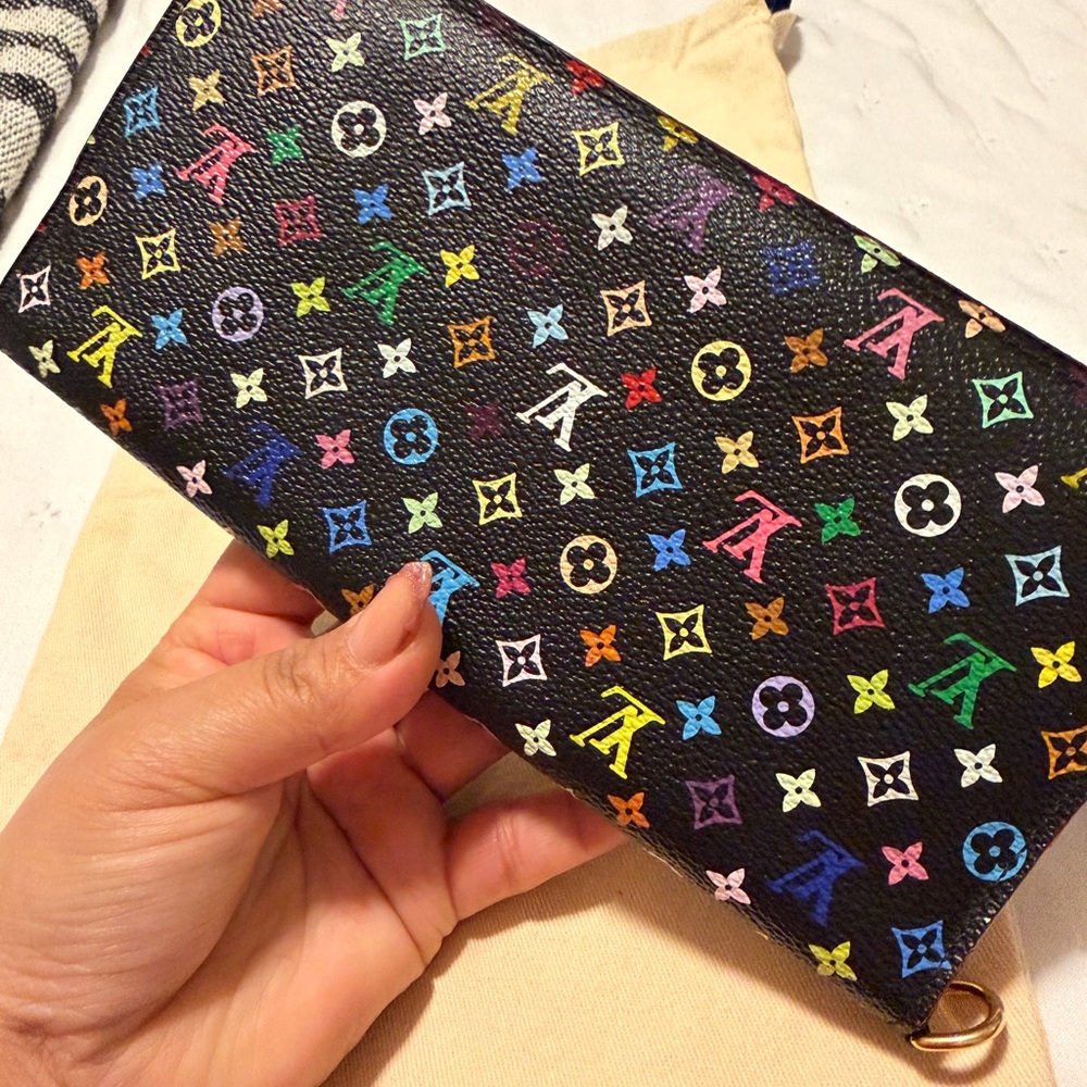 Louis Vuitton Black Multicolor Monogram Zip Clutch Wallet